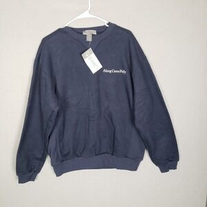 Along Came Polly Embroidered Crewneck Sweatshirt Navy‎ Blue Comfy Loungewear NWT